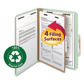 Smead® 100% Recycled Pressboard Classification Folders, 1 Divider, Letter Size, Gray-green, 10-box freeshipping - TVN Wholesale